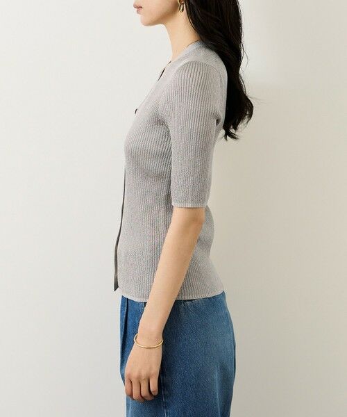 ROPE' / ロペ カーディガン・ボレロ | シアーラメワイドリブ5分袖カーディガン/イージーケア | 詳細17
