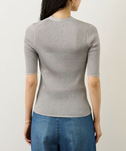 ROPE' / ロペ カーディガン・ボレロ | シアーラメワイドリブ5分袖カーディガン/イージーケア | 詳細18