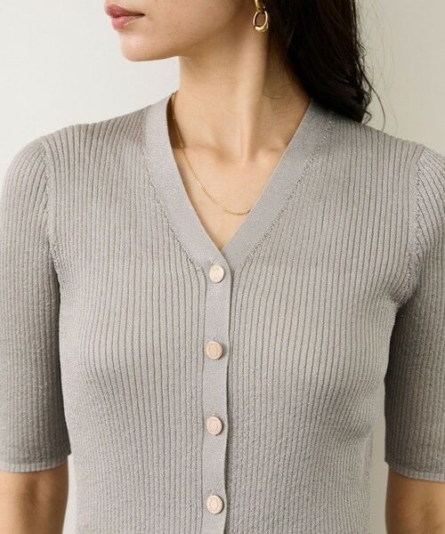 ROPE' / ロペ カーディガン・ボレロ | シアーラメワイドリブ5分袖カーディガン/イージーケア | 詳細19
