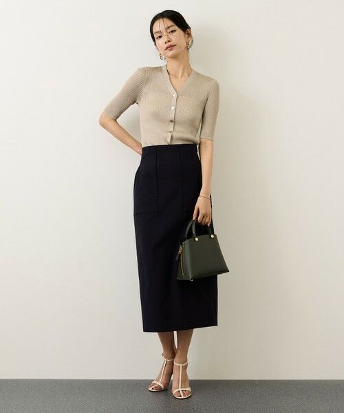 ROPE' / ロペ カーディガン・ボレロ | シアーラメワイドリブ5分袖カーディガン/イージーケア | 詳細7