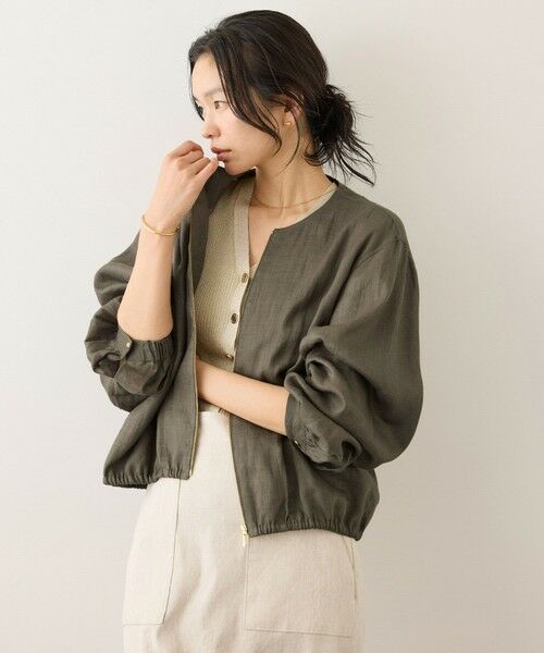 ROPE' / ロペ ブルゾン | ウォッシュリネンジップシャツブルゾン/イージーケア | 詳細4