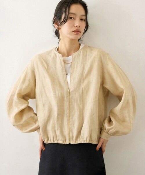 ROPE' / ロペ ブルゾン | ウォッシュリネンジップシャツブルゾン/イージーケア（ベージュ(27)）