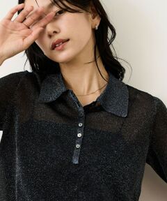 ROPE' / ロペ ニット・セーター | シアーラメポロ襟プルオーバー/イージーケア