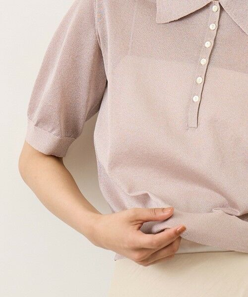 ROPE' / ロペ ニット・セーター | シアーラメポロ襟プルオーバー/イージーケア | 詳細10