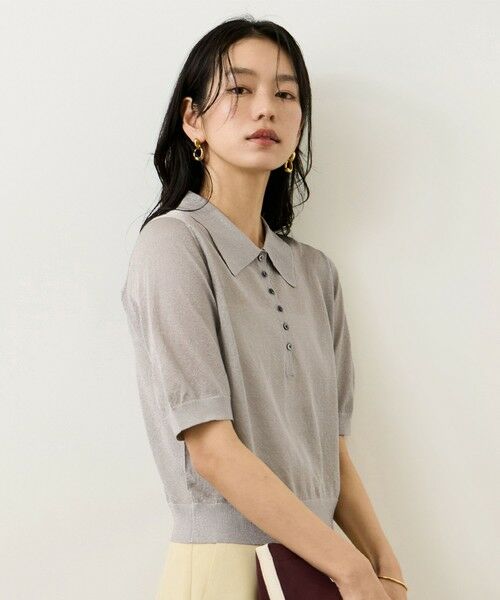 ROPE' / ロペ ニット・セーター | シアーラメポロ襟プルオーバー/イージーケア | 詳細12