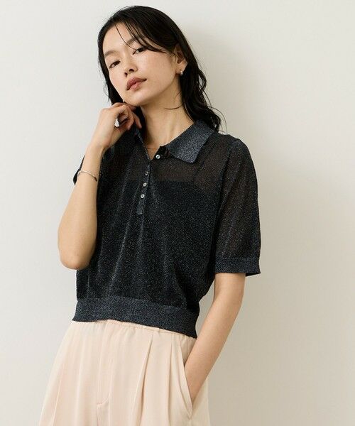 ROPE' / ロペ ニット・セーター | シアーラメポロ襟プルオーバー/イージーケア | 詳細15