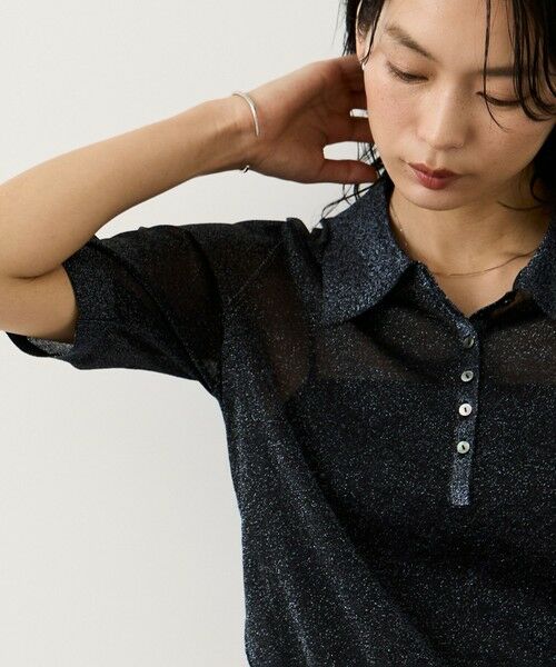 ROPE' / ロペ ニット・セーター | シアーラメポロ襟プルオーバー/イージーケア | 詳細16