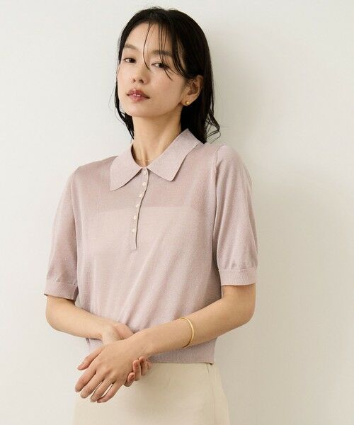 ROPE' / ロペ ニット・セーター | シアーラメポロ襟プルオーバー/イージーケア | 詳細2