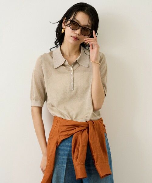 ROPE' / ロペ ニット・セーター | シアーラメポロ襟プルオーバー/イージーケア | 詳細5