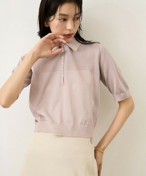 ROPE' / ロペ ニット・セーター | シアーラメポロ襟プルオーバー/イージーケア（ピンク(63)）