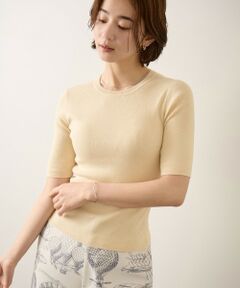 ROPE' / ロペ ニット・セーター | コットンリブ5分袖ブルオーバー/イージーケア