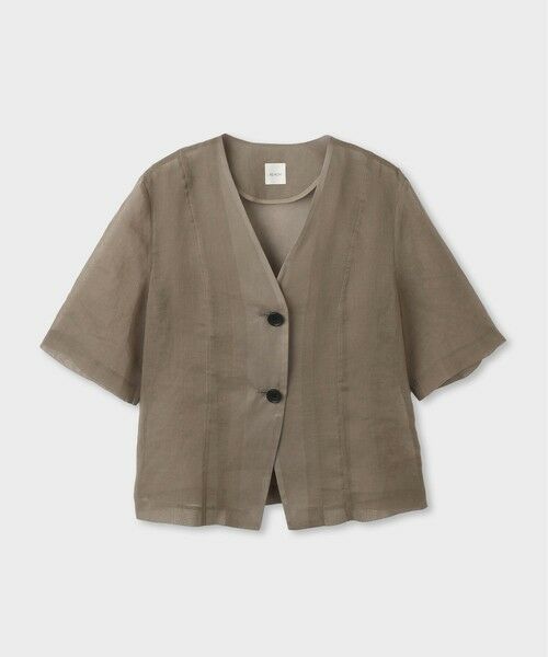 ROPE' / ロペ ノーカラージャケット | 【一部店舗限定】【REALM（レルム）】SHEER JACKET｜Vネックジャケット　26SS（ベージュ(27)）