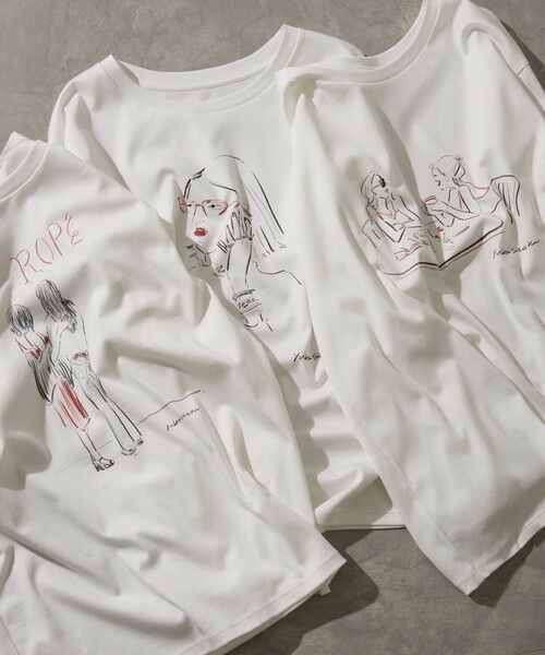 ROPE' / ロペ Tシャツ | 【YUKO SAEKI for ROPE’・コラボレーション】プリントTシャツ/イージーケア（ホワイト系(13)）