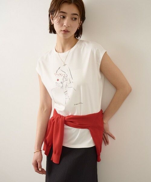 ROPE' / ロペ Tシャツ | 【YUKO SAEKI for ROPE’・コラボレーション】フレンチスリーブプリントTシャツ/イージーケア | 詳細6