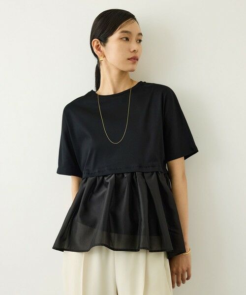 ROPE' / ロペ Tシャツ | カットオーガンジー ドッキングペプラムカットソー/接触冷感・汗ジミ防止加工・吸水速乾・イージーケア | 詳細10