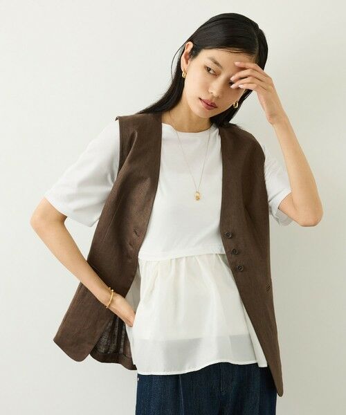 ROPE' / ロペ Tシャツ | カットオーガンジー ドッキングペプラムカットソー/接触冷感・汗ジミ防止加工・吸水速乾・イージーケア | 詳細12