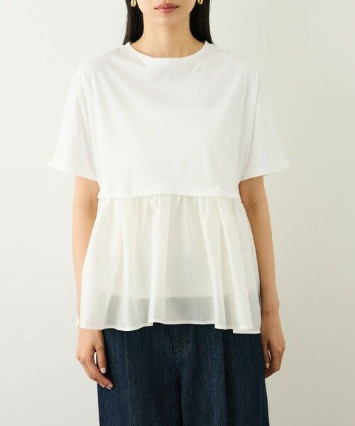 ROPE' / ロペ Tシャツ | カットオーガンジー ドッキングペプラムカットソー/接触冷感・汗ジミ防止加工・吸水速乾・イージーケア | 詳細13