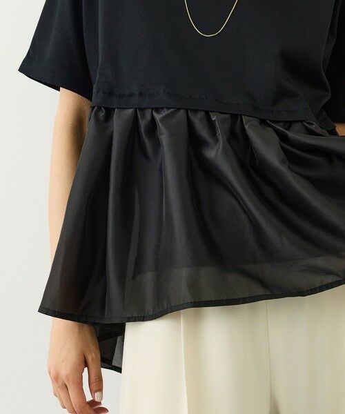 ROPE' / ロペ Tシャツ | カットオーガンジー ドッキングペプラムカットソー/接触冷感・汗ジミ防止加工・吸水速乾・イージーケア | 詳細2