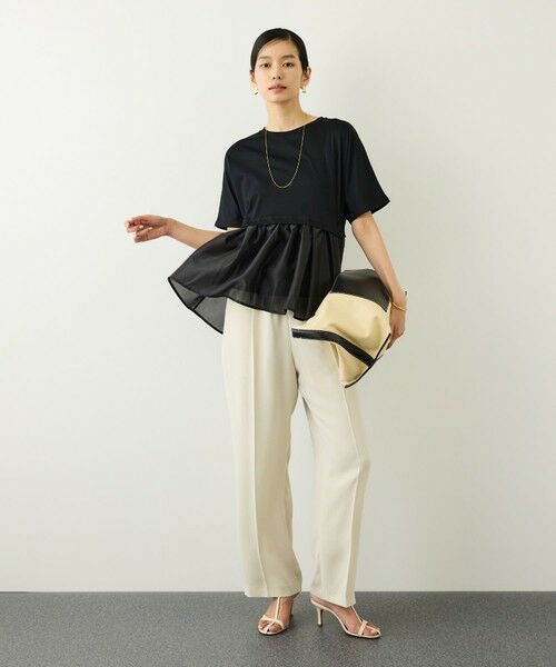 ROPE' / ロペ Tシャツ | カットオーガンジー ドッキングペプラムカットソー/接触冷感・汗ジミ防止加工・吸水速乾・イージーケア | 詳細3
