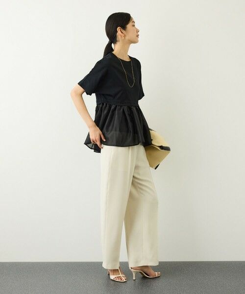 ROPE' / ロペ Tシャツ | カットオーガンジー ドッキングペプラムカットソー/接触冷感・汗ジミ防止加工・吸水速乾・イージーケア | 詳細9