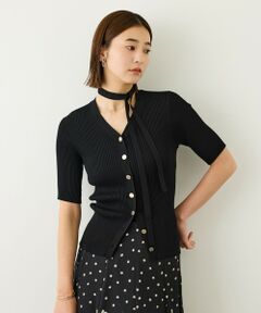 ROPE' / ロペ ニット・セーター | チョーカー付きVネックリブカーディガン/イージーケア