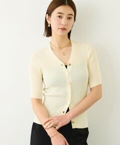 ROPE' / ロペ ニット・セーター | チョーカー付きVネックリブカーディガン/イージーケア