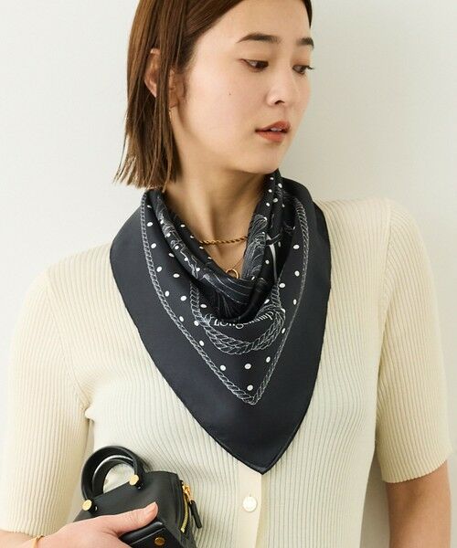 ROPE' / ロペ バンダナ・スカーフ | ROPE' リバイバルシルクスカーフ/ Lサイズ・26AW（ブラック(01)）