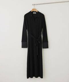 ROPE' / ロペ ロング・マキシ丈ワンピース | 【J'aDoRe・一部店舗限定サイズ】サテンコンビオープンカラーニットワンピース/イージーケア