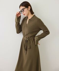 ROPE' / ロペ ロング・マキシ丈ワンピース | 【J'aDoRe・一部店舗限定サイズ】サテンコンビオープンカラーニットワンピース/イージーケア