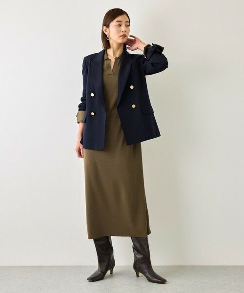 ROPE' / ロペ ロング・マキシ丈ワンピース | 【J'aDoRe・一部店舗限定サイズ】サテンコンビオープンカラーニットワンピース/イージーケア | 詳細4