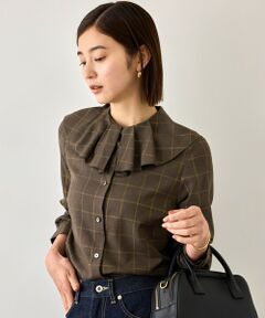 ROPE' / ロペ シャツ・ブラウス | 【J'aDoRe・一部店舗限定サイズ】ラメチェックフリルカラーブラウス/セットアップ対応・イージーケア
