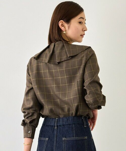 ROPE' / ロペ シャツ・ブラウス | 【J'aDoRe・一部店舗限定サイズ】ラメチェックフリルカラーブラウス/セットアップ対応・イージーケア | 詳細4