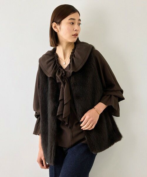 ROPE' / ロペ シャツ・ブラウス | 【J'aDoRe・一部店舗限定サイズ】取り外し可能 2WAYラッフルフリルブラウス/イージーケア（ブラウン(20)）