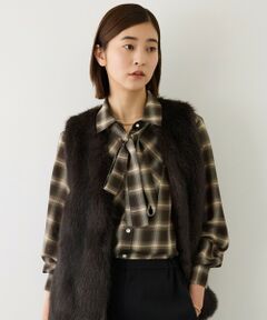 ROPE' / ロペ シャツ・ブラウス | 【J'aDoRe・一部店舗限定サイズ】ボウタイ付き(取り外し可能 )シアーチェックシャツブラウス/イージーケア