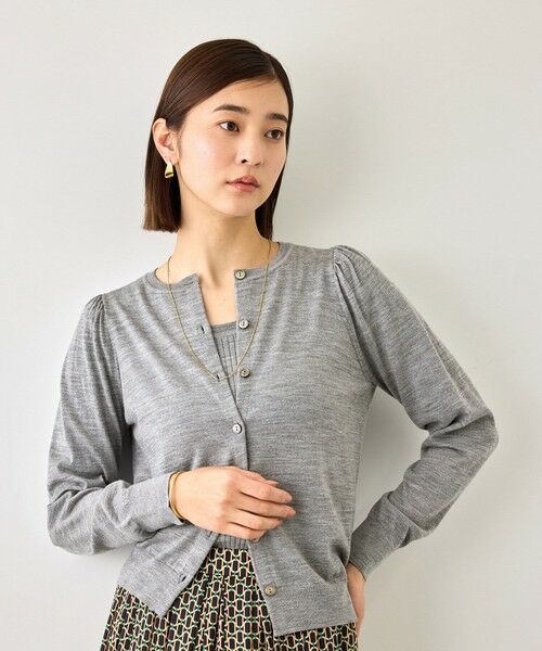 ROPE' / ロペ カーディガン・ボレロ | 【J'aDoRe・一部店舗限定サイズ】ギャザースリーブニットカーディガン/一部J'aDoRe限定カラー・イージーケア（グレー(07)）