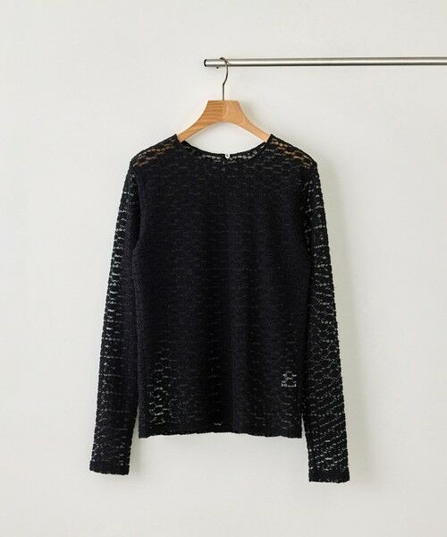 ROPE' / ロペ Tシャツ | フラワーレースベーシックカットソー/イージーケア（ブラック(01)）