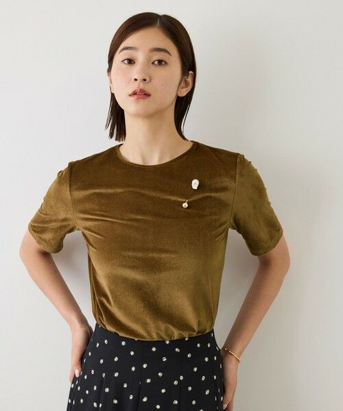 ROPE' / ロペ Tシャツ | 【J'aDoRe・一部店舗限定サイズ】チョーカーコード付きシアーベロアTシャツ/イージーケア | 詳細1