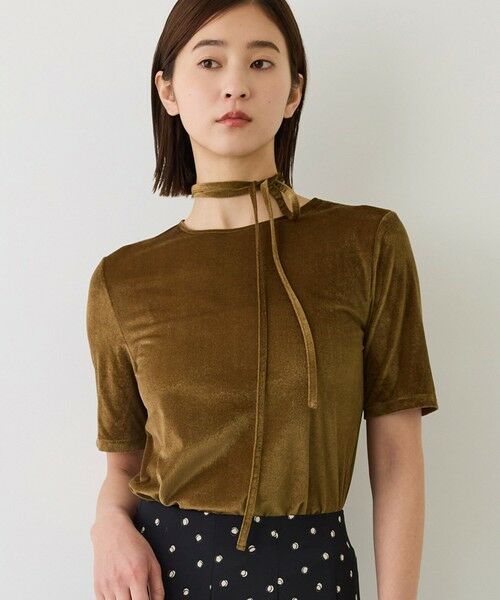 ROPE' / ロペ Tシャツ | 【J'aDoRe・一部店舗限定サイズ】チョーカーコード付きシアーベロアTシャツ/イージーケア | 詳細11
