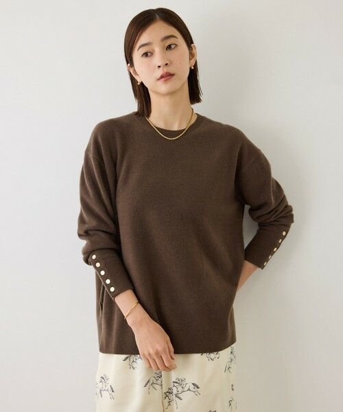 ROPE' / ロペ ニット・セーター | 【J'aDoRe・一部店舗限定サイズ】カシミヤブレンドスリーブ釦サイドスリットニット/一部WEB限定カラー・イージーケア（ブラウン(20)）