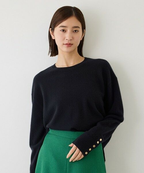 ROPE' / ロペ ニット・セーター | 【J'aDoRe・一部店舗限定サイズ】カシミヤブレンドスリーブ釦サイドスリットニット/一部WEB限定カラー・イージーケア（ネイビー(40)）