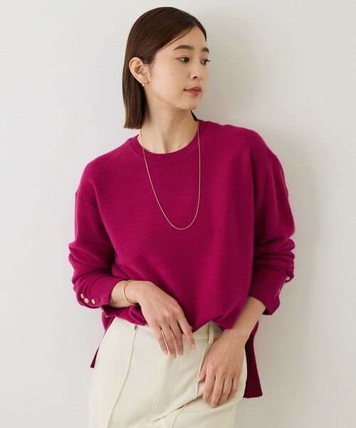 ROPE' / ロペ ニット・セーター | 【J'aDoRe・一部店舗限定サイズ】カシミヤブレンドスリーブ釦サイドスリットニット/一部WEB限定カラー・イージーケア（ワイン(66)）
