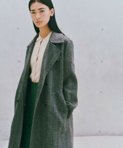 ROPE' / ロペ ピーコート | カシミヤ混リバーヘリンボーンダブルPコート(ロング丈)