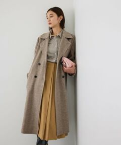 ROPE' / ロペ ピーコート | カシミヤ混リバーヘリンボーンダブルPコート(ロング丈)