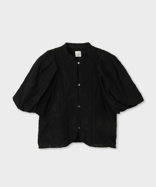 ROPE' / ロペ シャツ・ブラウス | 【一部店舗限定】【REALM（レルム）】JACQUARD PUFF SLEEVE BLOUSE｜袖ボリュームブラウス　26SS（ブラック(01)）