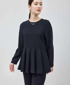 トリアセテートダブルクロス ペプラムブラウス【セレモニー/通勤対応】【洗える】