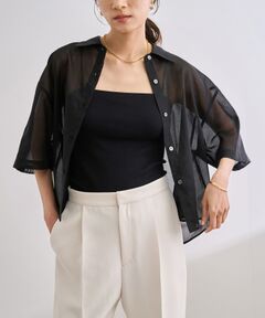 【洗える】コットンシアークロップドシャツ