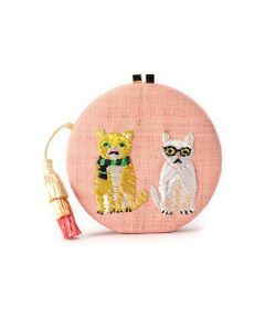 キャット刺繍ラウンドバッグ