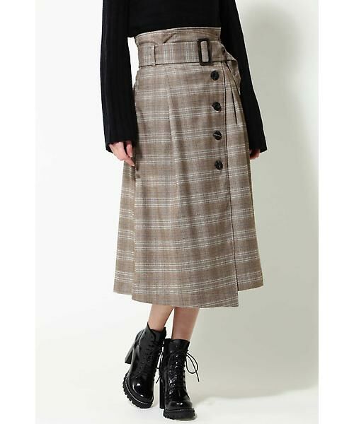 【セール】 [Gina冬号掲載]グレンチェックラップスカート （スカート）｜ROSE BUD / ローズ バッド ファッション通販 タカシマヤ