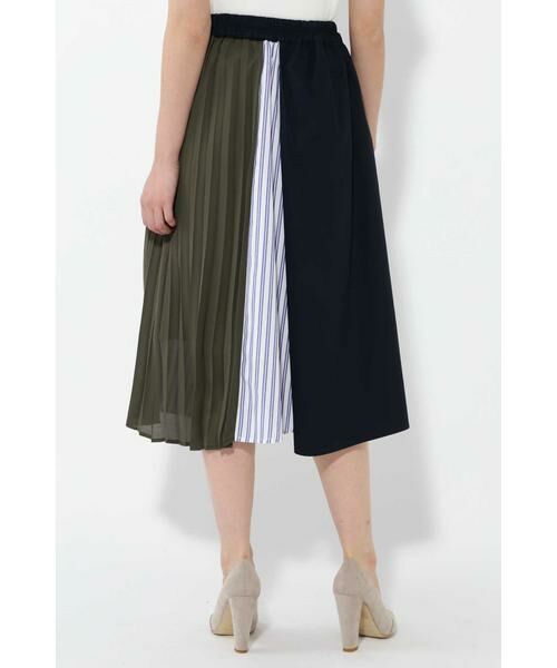 ROSE BUD / ローズ バッド スカート | プリーツ×ストライプシャツ 異素材ミックススカート | 詳細6
