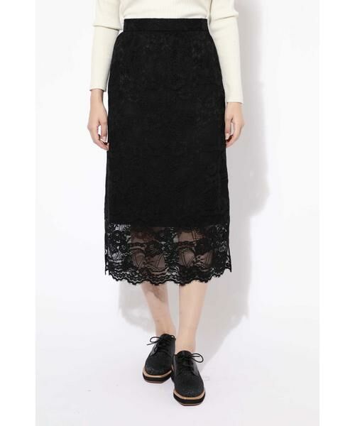 ROSEBUDローズバッド　ブラックレースギャザーロングスカート 定価９６１２円